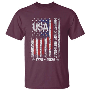 250 Years America Anniversary Flag T Shirt 4th of July Patriotic Independence Day TS10 Maroon Print Your Wear
