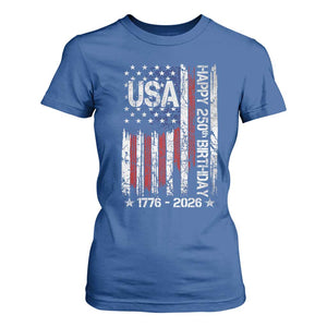 250 Years America Anniversary Flag T Shirt For Women 4th of July Patriotic Independence Day TS10 Royal Blue Print Your Wear