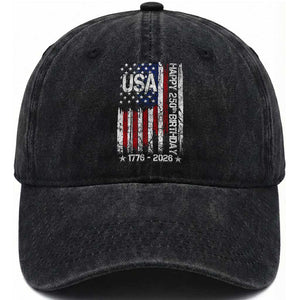250 Years America Anniversary Flag Washed Cotton Baseball Cap 4th of July Patriotic Independence Day TS10 Print Your Wear