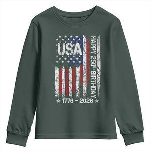 250 Years America Anniversary Flag Youth Sweatshirt 4th of July Patriotic Independence Day TS10 Dark Forest Green Print Your Wear