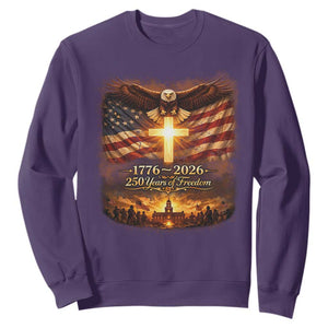 250th Anniversary USA Sweatshirt 1776 2026 4th of July Patriotic Us 250 Flag TS10 Purple Print Your Wear