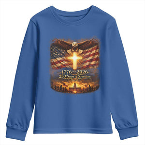 250th Anniversary USA Youth Sweatshirt 1776 2026 4th of July Patriotic Us 250 Flag TS10 Royal Blue Print Your Wear