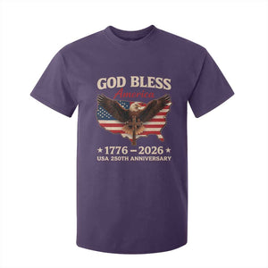 God Bless America 250th Anniversary T Shirt For Kid 250 Years USA 4th Of July TS10 Purple Print Your Wear