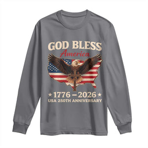 God Bless America 250th Anniversary Long Sleeve Shirt 250 Years USA 4th Of July TS10 Charcoal Print Your Wear