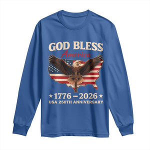 God Bless America 250th Anniversary Long Sleeve Shirt 250 Years USA 4th Of July TS10 Royal Blue Print Your Wear