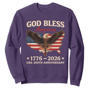 God Bless America 250th Anniversary Sweatshirt 250 Years USA 4th Of July TS10 Purple Print Your Wear