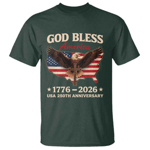 God Bless America 250th Anniversary T Shirt 250 Years USA 4th Of July TS10 Dark Forest Green Print Your Wear