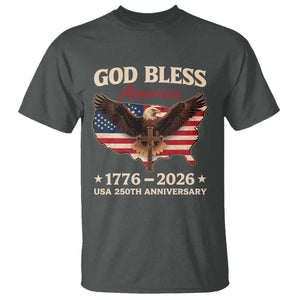 God Bless America 250th Anniversary T Shirt 250 Years USA 4th Of July TS10 Dark Heather Print Your Wear