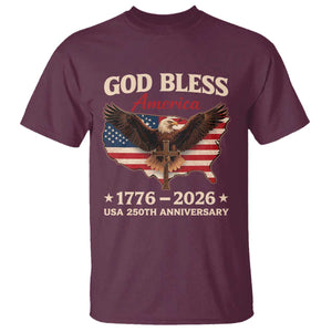 God Bless America 250th Anniversary T Shirt 250 Years USA 4th Of July TS10 Maroon Print Your Wear