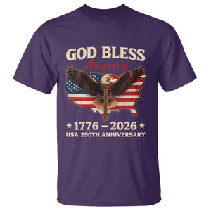 God Bless America 250th Anniversary T Shirt 250 Years USA 4th Of July TS10 Purple Print Your Wear