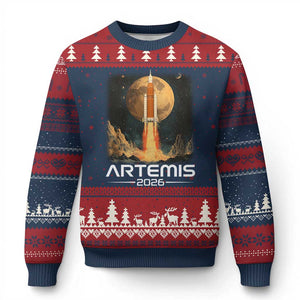 Launch To The Moon Mission Ugly Christmas Sweater TS10 Navy Red Print Your Wear