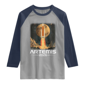 Launch To The Moon Mission Raglan Shirt TS10 Sport Gray Navy Print Your Wear