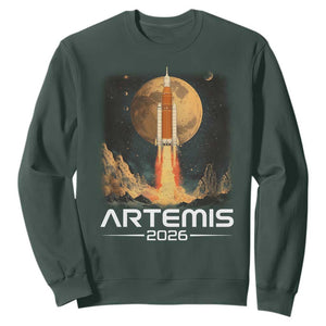 Launch To The Moon Mission Sweatshirt TS10 Dark Forest Green Print Your Wear