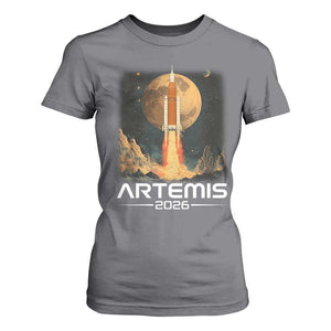Launch To The Moon Mission T Shirt For Women TS10 Charcoal Print Your Wear