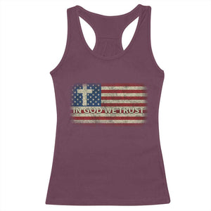 In God We Trust Christian US Flag Racerback Tank Top TS10 Maroon Print Your Wear