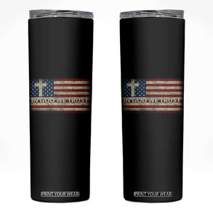 In God We Trust Christian US Flag Skinny Tumbler TS10 Black Print Your Wear