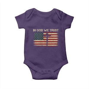Christian USA Flag Baby Onesie American Christ Faith Cross Patriotic In God We Trust TS10 Purple Print Your Wear