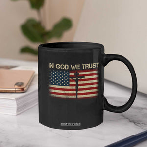 Christian USA Flag Coffee Mug American Christ Faith Cross Patriotic In God We Trust TS10 Print Your Wear