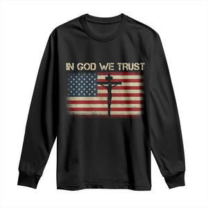 Christian USA Flag Long Sleeve Shirt American Christ Faith Cross Patriotic In God We Trust TS10 Black Print Your Wear