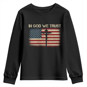 Christian USA Flag Youth Sweatshirt American Christ Faith Cross Patriotic In God We Trust TS10 Black Print Your Wear