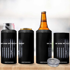 USA Flag Religious Quote 4 in 1 Can Cooler Tumbler In God We Trust American Patriotic Faith 4th of July Cross TS10 Print Your Wear