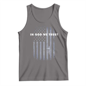 USA Flag Religious Quote Tank Top In God We Trust American Patriotic Faith 4th of July Cross TS10 Deep Heather Print Your Wear