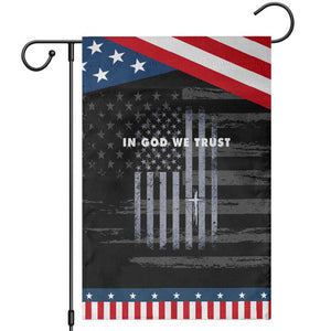 USA Flag Religious Quote Garden Flag In God We Trust American Patriotic Faith 4th of July Cross TS10 Distressed Black Blue Print Your Wear