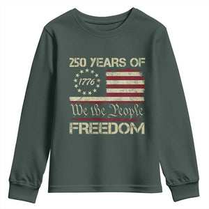 250 Years United States Youth Sweatshirt We The People 1776 2026 Flag Memorial Day Patriotic 250th Birthday TS10 Dark Forest Green Print Your Wear