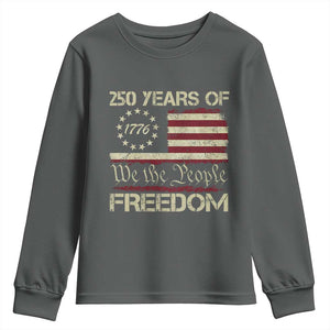 250 Years United States Youth Sweatshirt We The People 1776 2026 Flag Memorial Day Patriotic 250th Birthday TS10 Dark Heather Print Your Wear