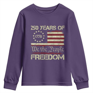250 Years United States Youth Sweatshirt We The People 1776 2026 Flag Memorial Day Patriotic 250th Birthday TS10 Purple Print Your Wear