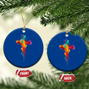 Faith Cross Ceramic Ornament Christian Believe Blessed By God Colorful Watercolor Graphic TS10 1pc Blue Print Your Wear