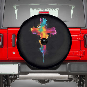 Faith Cross Spare Tire Cover Christian Believe Blessed By God Colorful Watercolor Graphic TS10 Black Print Your Wear