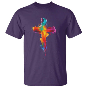 Faith Cross T Shirt Christian Believe Blessed By God Colorful Watercolor Graphic TS10 Purple Print Your Wear