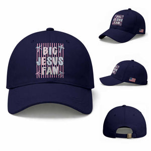Big Jesus Fan Baseball Cap Striped Preppy Christian Believer Faith God Religious Gifts TS10 Baseball Cap Universal Fit Dark Blue Print Your Wear