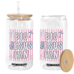 Big Jesus Fan Glass Can Striped Preppy Christian Believer Faith God Religious Gifts TS10 Print Your Wear