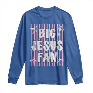 Big Jesus Fan Long Sleeve Shirt Striped Preppy Christian Believer Faith God Religious Gifts TS10 Royal Blue Print Your Wear