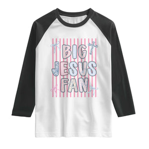 Big Jesus Fan Raglan Shirt Striped Preppy Christian Believer Faith God Religious Gifts TS10 White Black Print Your Wear