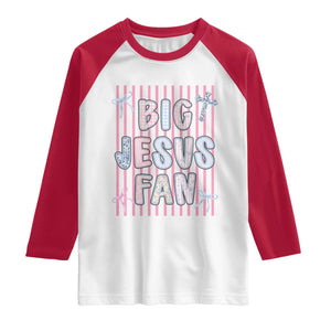 Big Jesus Fan Raglan Shirt Striped Preppy Christian Believer Faith God Religious Gifts TS10 White Red Print Your Wear