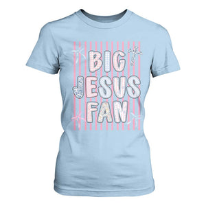 Big Jesus Fan T Shirt For Women Striped Preppy Christian Believer Faith God Religious Gifts TS10 Light Blue Print Your Wear