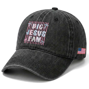 Big Jesus Fan Washed Cotton Baseball Cap Striped Preppy Christian Believer Faith God Religious Gifts TS10 Print Your Wear