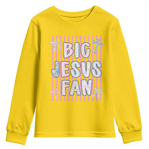 Big Jesus Fan Youth Sweatshirt Striped Preppy Christian Believer Faith God Religious Gifts TS10 Daisy Print Your Wear