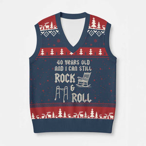 40th Birthday Gift For Men V-Neck Knit Sweater Vest Funny Man Saying Gag Gift 40 Years Old Birthday TS10 Navy Red Print Your Wear