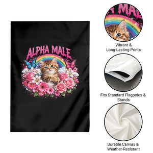 Alpha Male Garden Flag Funny Cat Kitten Meme Rainbow Floral TS10 Print Your Wear