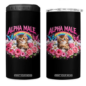 Alpha Male 4 in 1 Can Cooler Tumbler Funny Cat Kitten Meme Rainbow Floral TS10 One Size: 16 oz Black Print Your Wear