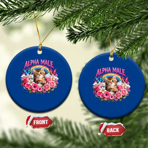 Alpha Male Ceramic Ornament Funny Cat Kitten Meme Rainbow Floral TS10 1pc Blue Print Your Wear