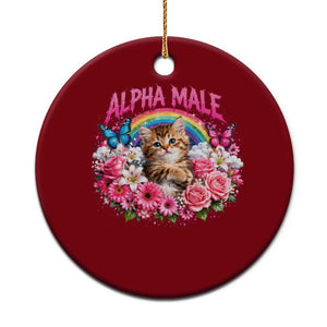 Alpha Male Ceramic Ornament Funny Cat Kitten Meme Rainbow Floral TS10 1pc Red Print Your Wear
