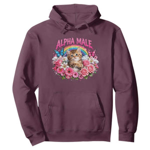 Alpha Male Hoodie Funny Cat Kitten Meme Rainbow Floral TS10 Maroon Print Your Wear