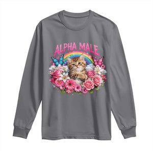 Alpha Male Long Sleeve Shirt Funny Cat Kitten Meme Rainbow Floral TS10 Charcoal Print Your Wear