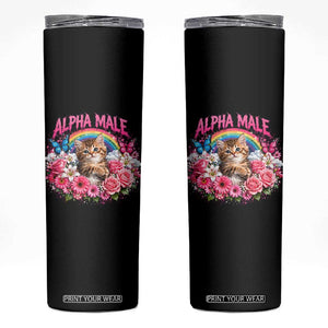 Alpha Male Skinny Tumbler Funny Cat Kitten Meme Rainbow Floral TS10 Black Print Your Wear