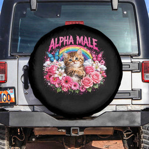 Alpha Male Spare Tire Cover Funny Cat Kitten Meme Rainbow Floral TS10 No hole Black Print Your Wear